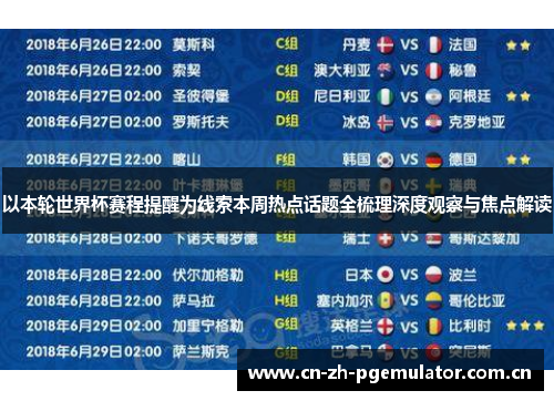 以本轮世界杯赛程提醒为线索本周热点话题全梳理深度观察与焦点解读 以本轮世界杯赛程提醒为线索本周热点话题全梳理深度观察与焦点解读